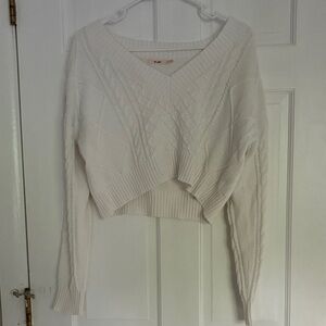 Miami Cream V-Neck Cable Knit Sweater